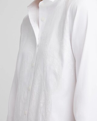n*a様 10 Basic SilkMulti-ButtonedCrewNeck Silk shirt with sheer sleeves | Genny